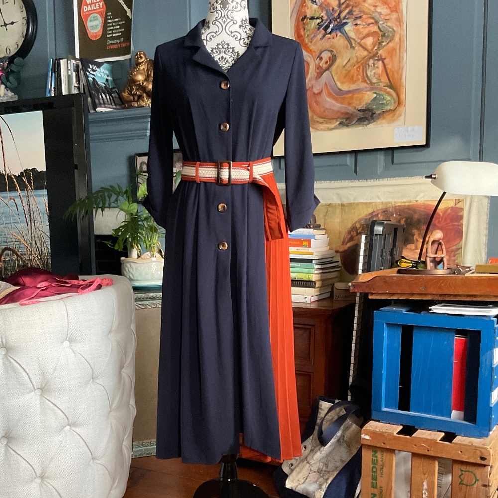 Ouwey super select dress poly spandex black & rust color size S